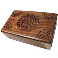 Wooden secret lock box, circle design, 12.5x20x6cm