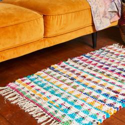 Chindi rag rug recycled cotton multicoloured triangles 60x90cm