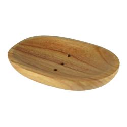 Curved soap/shampoo dish hand carved from sustainable Jempinis wood 14 x 10 cm