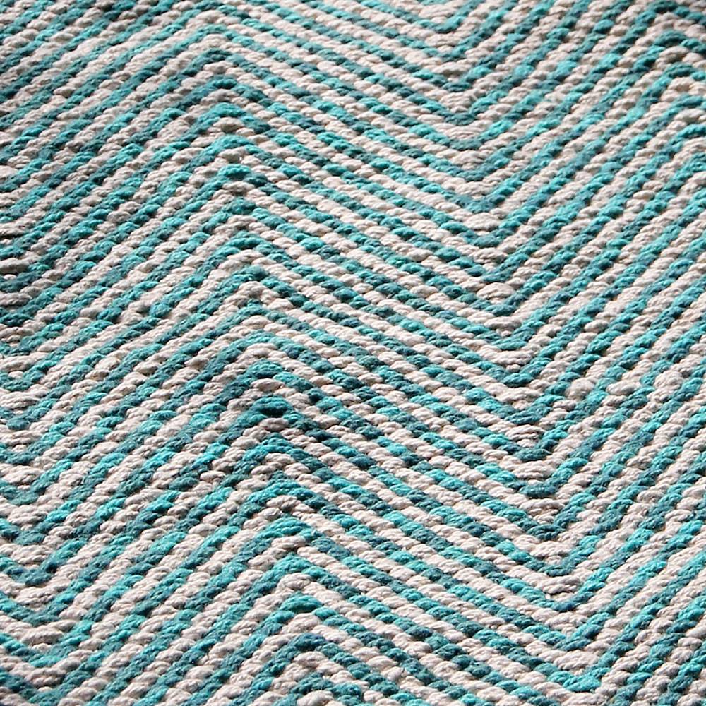 Cotton rug, herringbone pattern, turquoise, 80x120cm