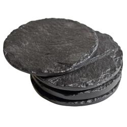 Set of 4 coasters slate round 10cm diameter