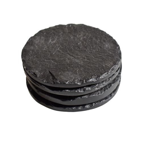 Set of 4 coasters slate round 10cm diameter