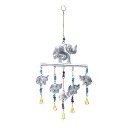 Hanging Windchime Elephants Recycled Metal