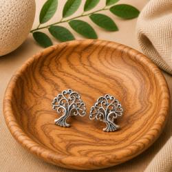 Ear studs, silver colour, Tree of Life