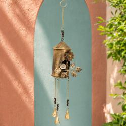 Bird House Metal Wind Chime with 3 Bells