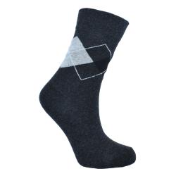 Socks Recycled Cotton / Polyester Argyle Grey Black Shoe Size UK 3-7 Womens