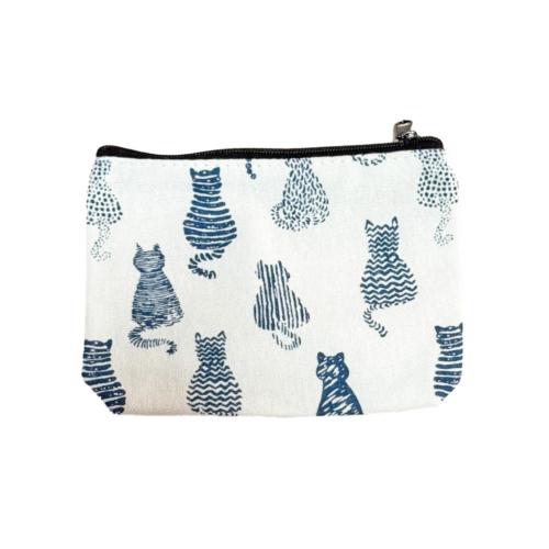 Purse Cotton Cats Sitting 13 x 10cm