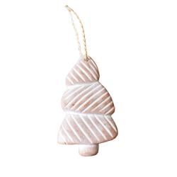 Hanging Terracotta Christmas Tree Line Pattern
