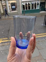 Single Tumbler Recycled Glass Blue Tinted, 10cm height