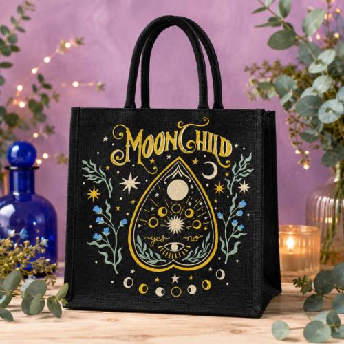 Jute Shopping Bag, Moon Child 30x30cm