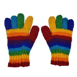 Rainbow knitted woollen gloves