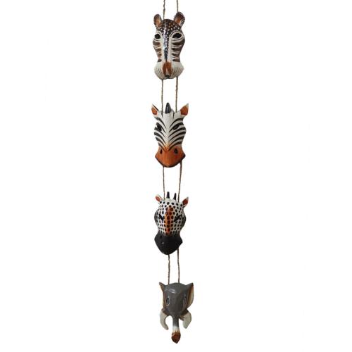 Hanging Mobile Albesia Wood Cat Zebra Giraffe Elephant