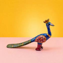 Blue Peacock Ornament Recycled Plastic 16 × 3.5 × 9cm