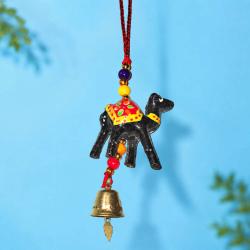 Camel Hanging with Bell Recycled Plastic Black Red