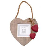 Hanging heart frame with 2 red hearts