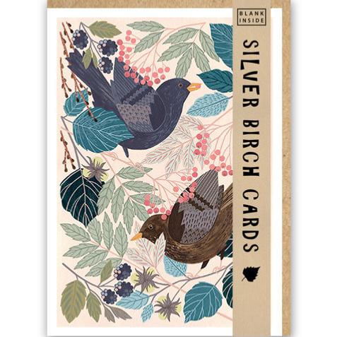 Greetings Card, Blackbirds, 12.5x18cm