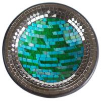 Bowl, mosaic, 30cm turquoise with mirrors