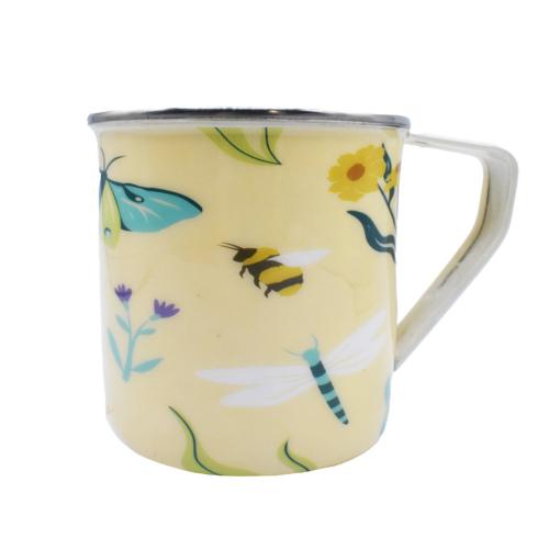 Mug Enamel Insects and Flowers 8.5 x 8.5cm