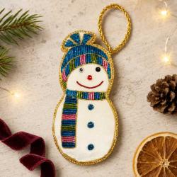 Hanging Decoration Embroidered Snowman