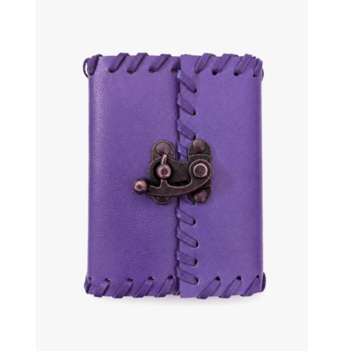 Purple Leather Notebook Journal with Clasp 8 x 10cm
