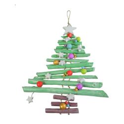 Hanging decoration, wooden Christmas tree with decorations, green
