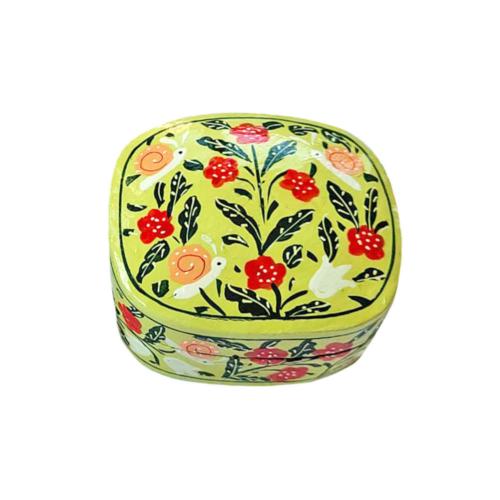 Trinket Box Papier Mâché Snails and Flowers 5.5 x 4.5cm