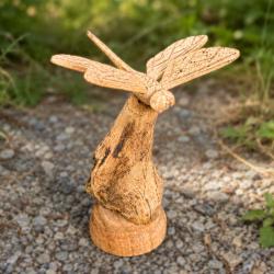 Handcrafted Wooden Perching Dragonfly