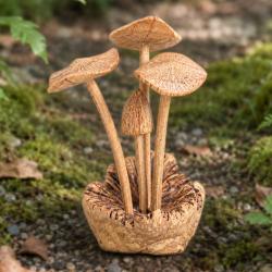 Handcrafted Wooden Four Toadstool Woodland Decoration