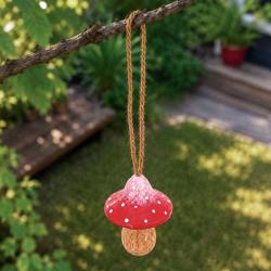 Handcrafted Red Woodland Toadstool Hanging Decoration