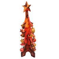 Christmas tree, wood with stars and baubles, red 41cm