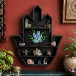 Shelf Unit Wood Albesia Hamsa Hand 49x7x60cm