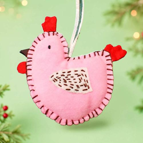 Handmade Felt Hen Christmas Decoration