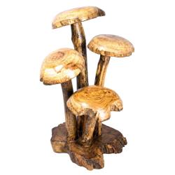 Hand-Carved Four Toadstool Sculpture (30cm)