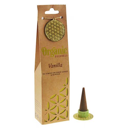 12 packs incense cones & holder, Organic Goodness, vanilla