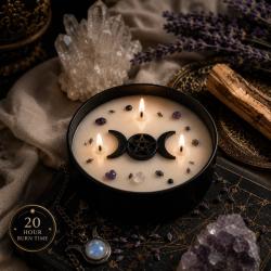 Candle with Gemstone Esoteric Purifying Moon, Palo Santo + Lavender 200g
