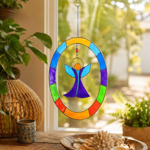Suncatcher angel in oval