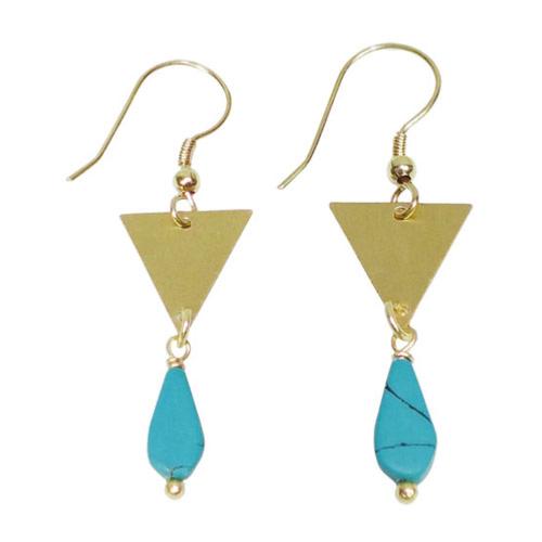 Earrings triangle with turquoise bead