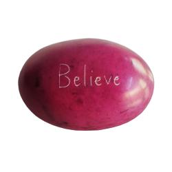 Sentiment pebble oval, Believe, pink