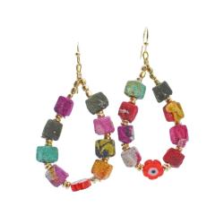 Earrings Recycled 9 Beads Oval 3x5cm