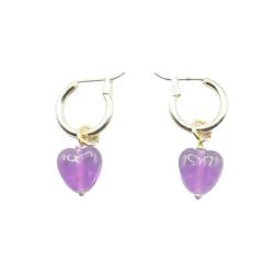 Earrings Glass Heart Lilac