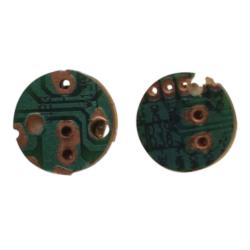 Stud earrings, recycled circuit board circle