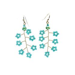 Earrings Delicate 7 Sparkling Green Flowers