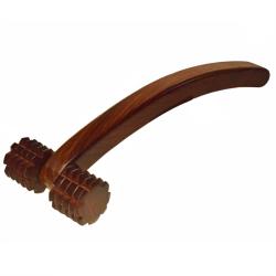 Long handled massager 2 spiky rollers sheesham wood 27cm length