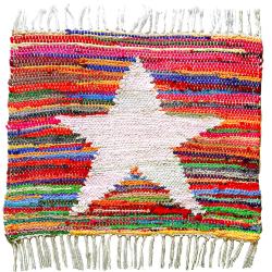 Rug/doormat, recycled polyester & cotton star multi coloured 45x60cm