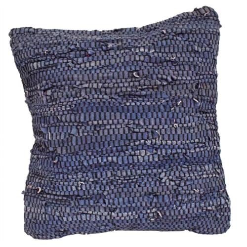 Rag cushion cover recycled leather blue 40x40cm