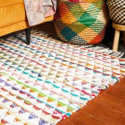 Chindi rag rug recycled cotton multicoloured triangles 100x150cm