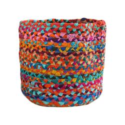 Basket plaited recycled sari material, multicoloured 20 x 20cm