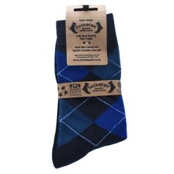Socks Recycled Cotton / Polyester Argyle Blues Shoe Size UK 7-11 Mens