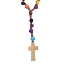 Necklace, Asai Seed Multicoloured with Cross