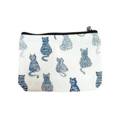 Purse Cotton Cats Sitting 13 x 10cm